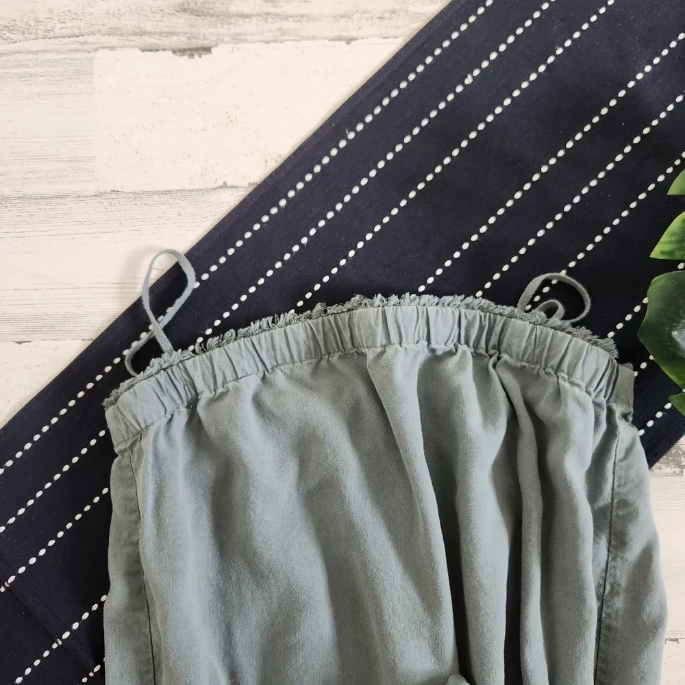 Bella Dahl Tencel Raw Edge Cropped Jumpsuit Green Size Small